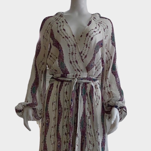 COPY - MARCHESA VOYAGE FLORAL SILK MAXI WRAP DRESS - Picture 6 of 16